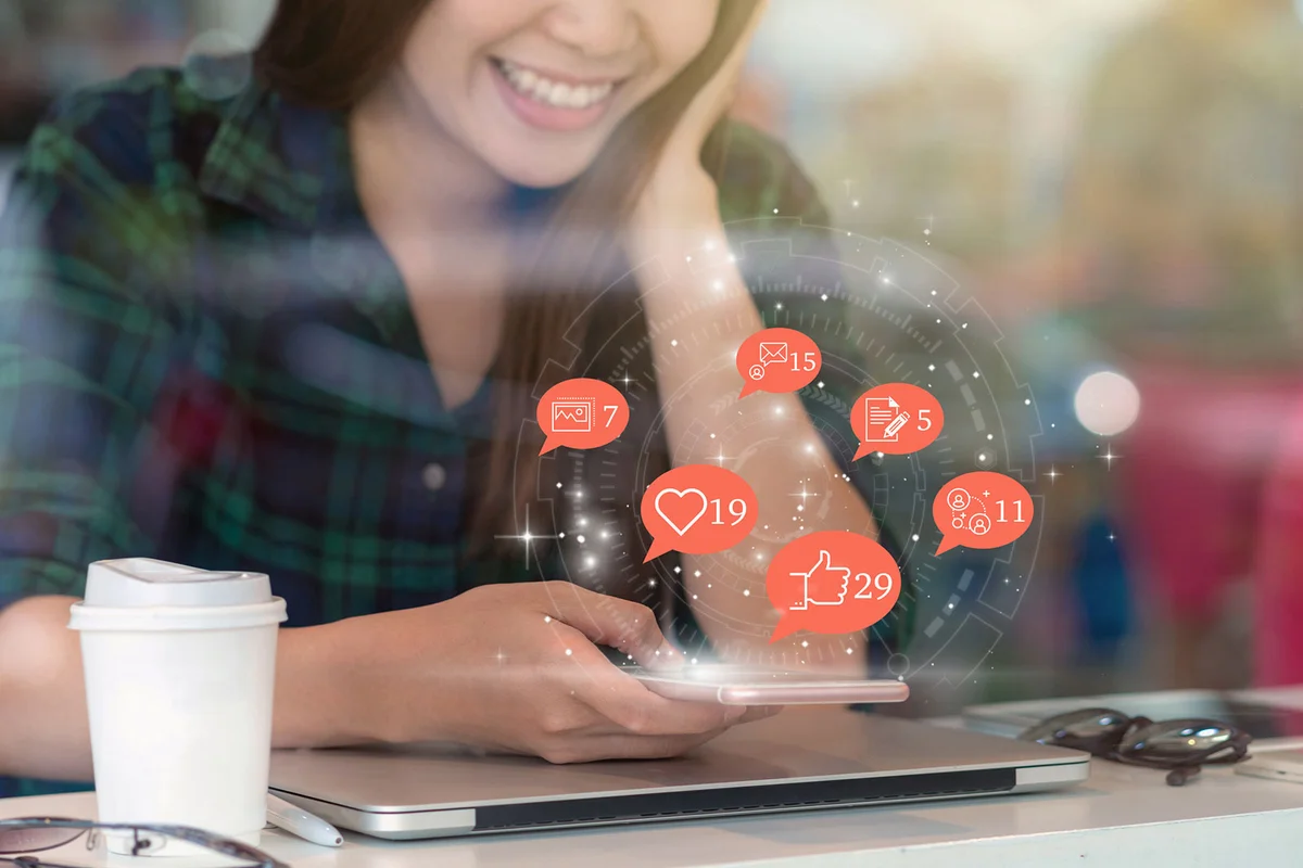 Woman using social media