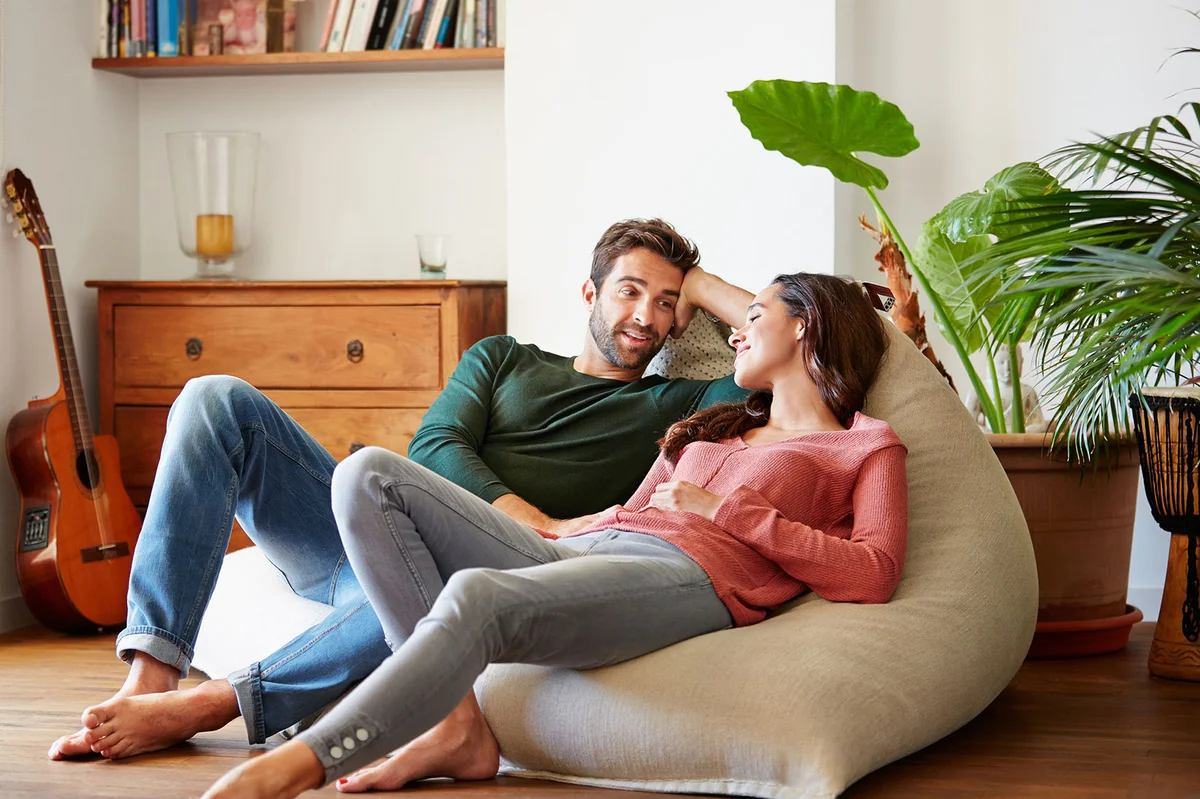 Man and woman sharing intimate conversation