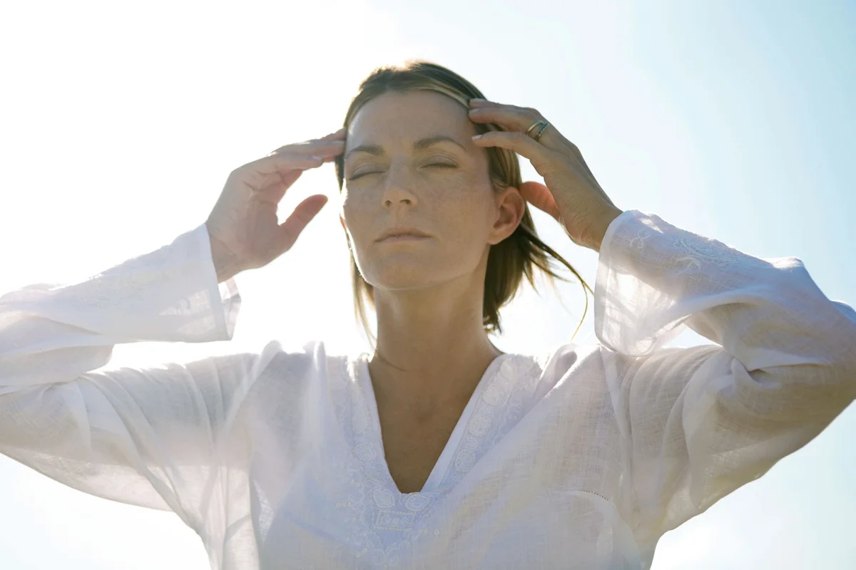 Woman feeling mystical energy