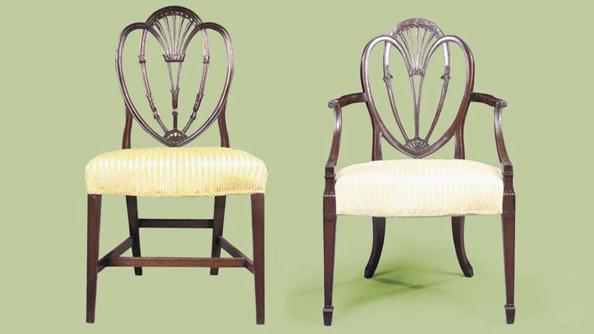 George III mahogany chairs, in the Hepplewhite style