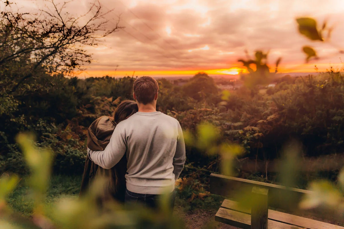 Man and woman enjoying sunset