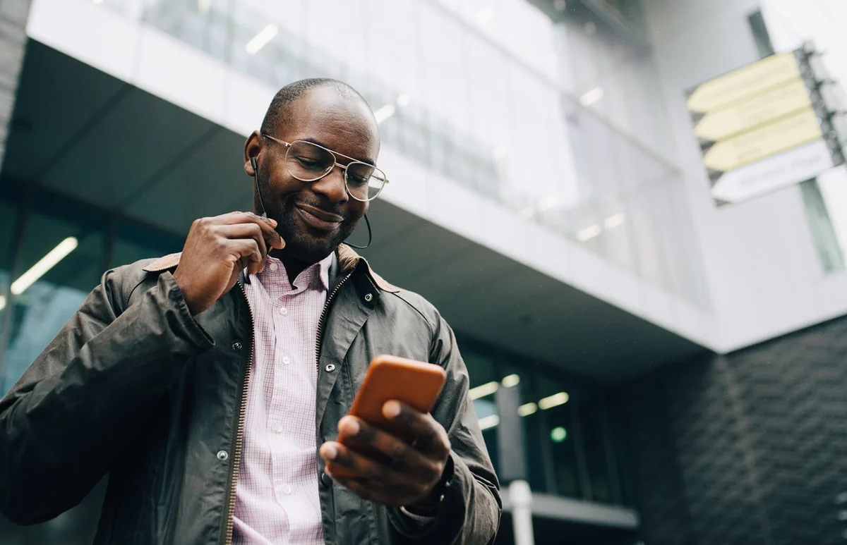 Man using headset for phone calls
