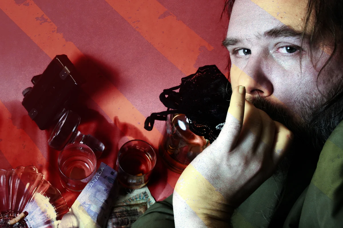 Man with addicting items