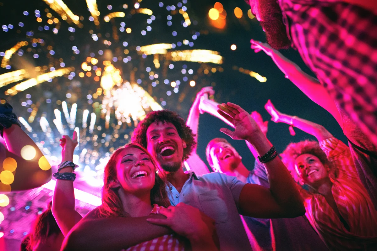 Man and woman enjoying a party