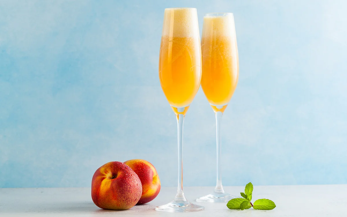 Bellini and fresh peaches