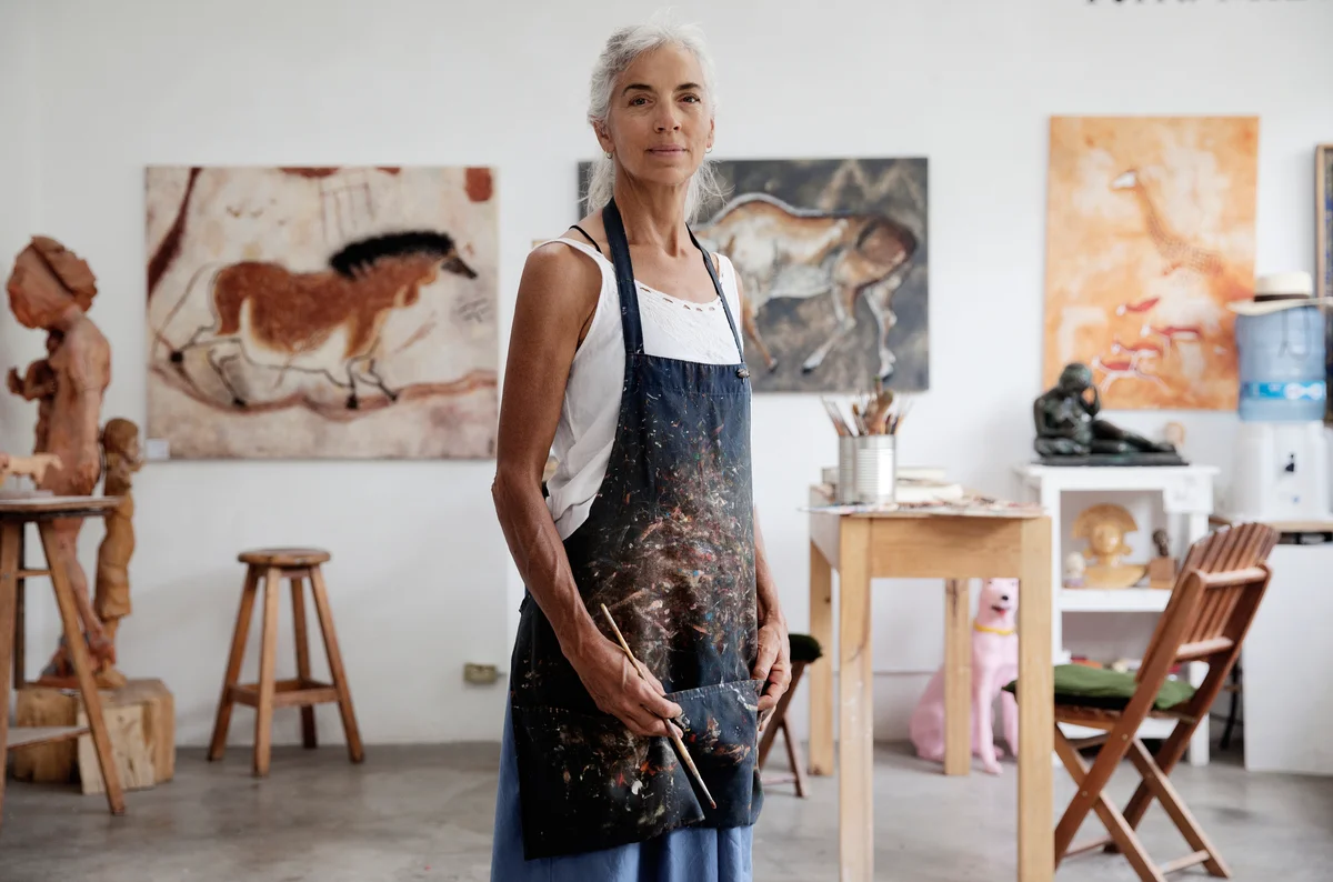 Woman artist in studio