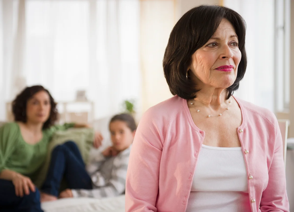 Distraught older woman