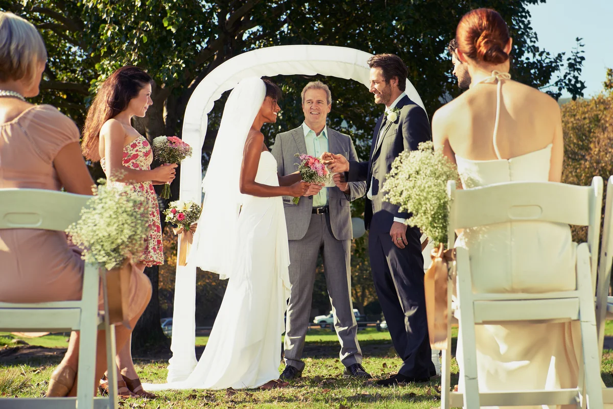 Couple exchanging wedding vows