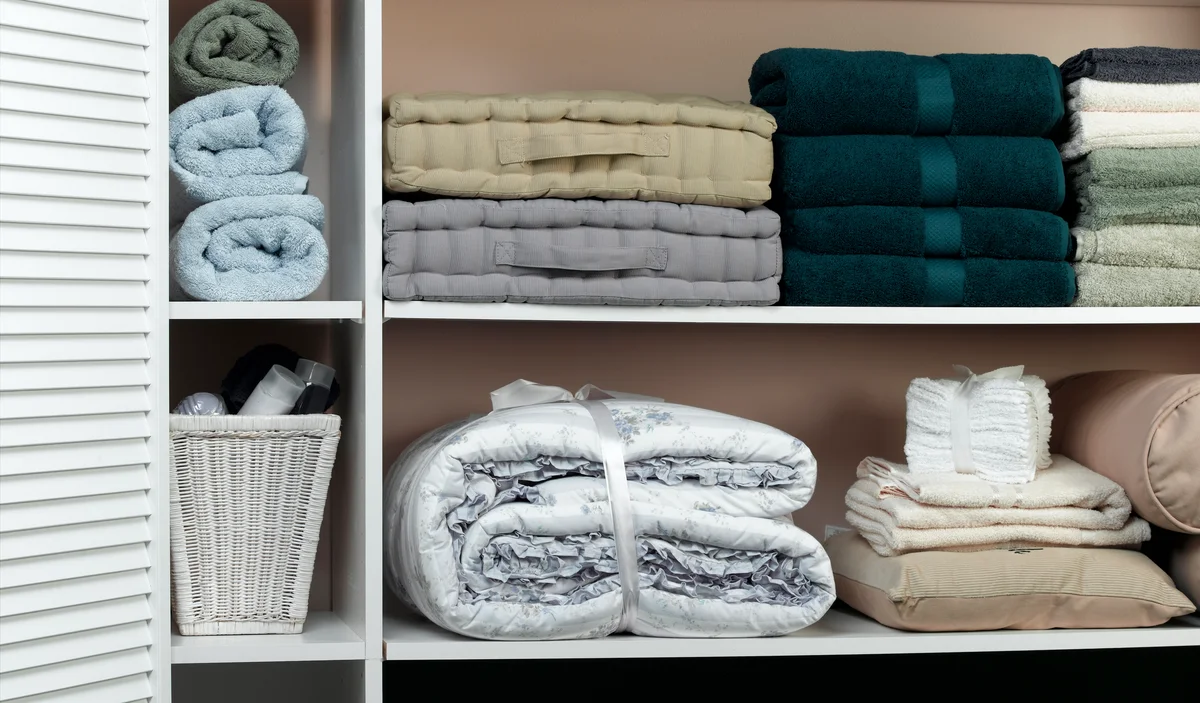 Organized linen closet