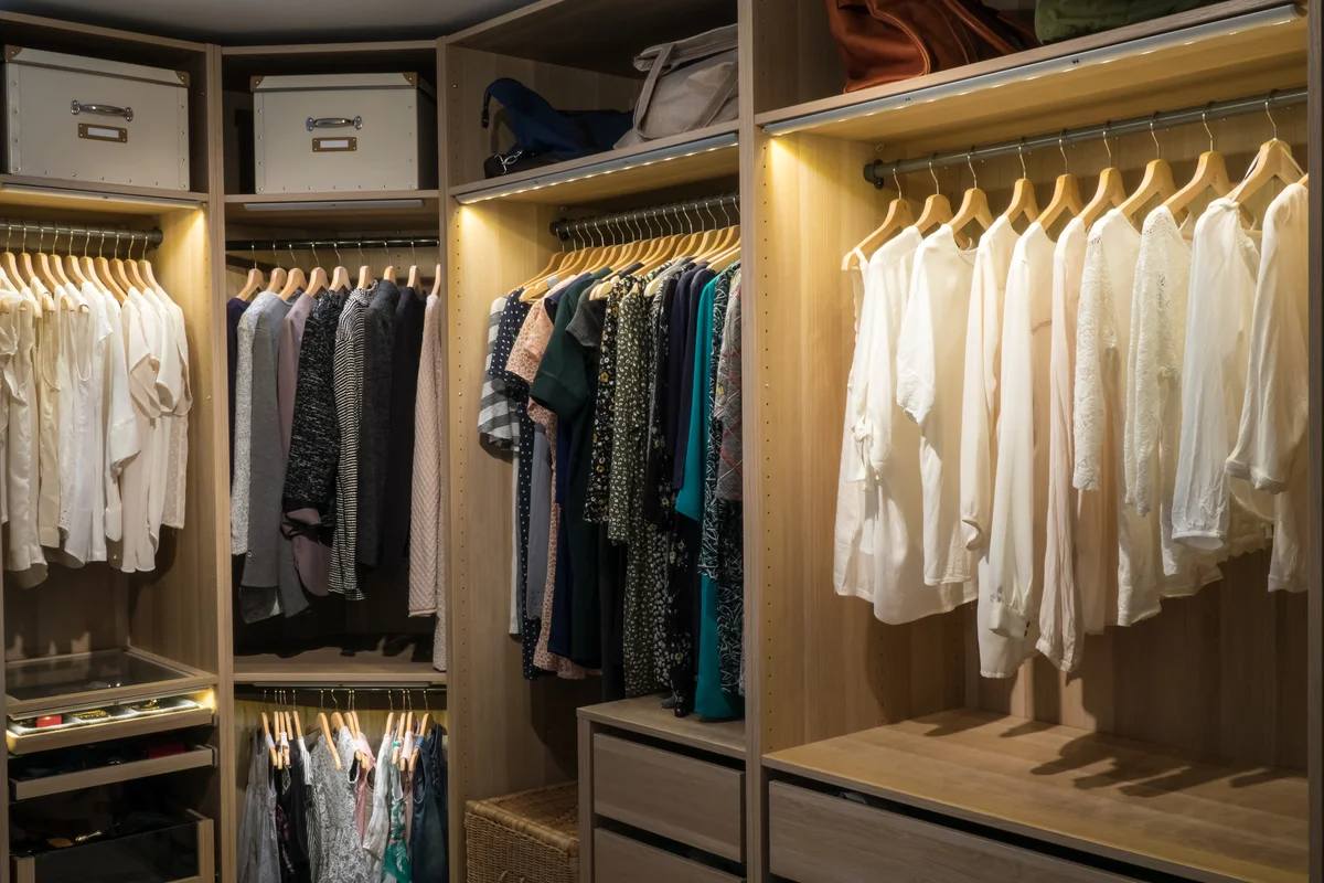Organized clothing closet