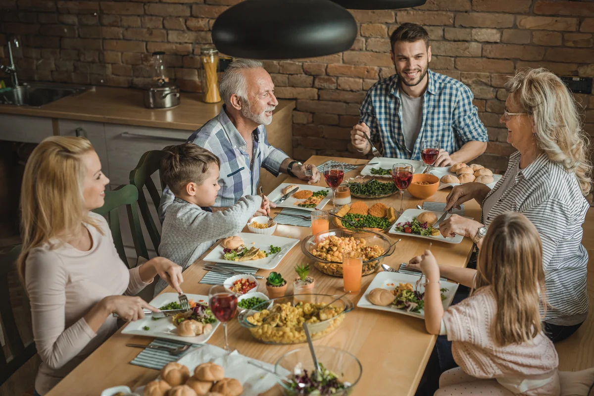Family enjoying meal together