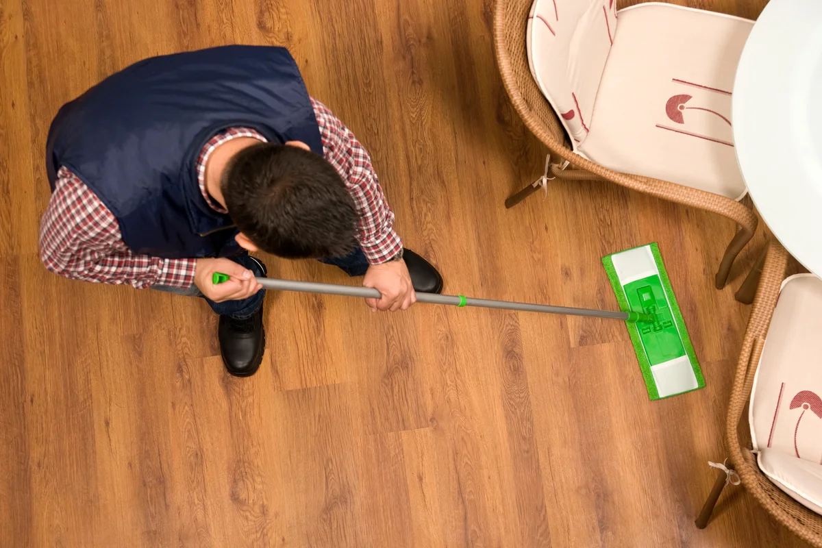 Man cleaning floor