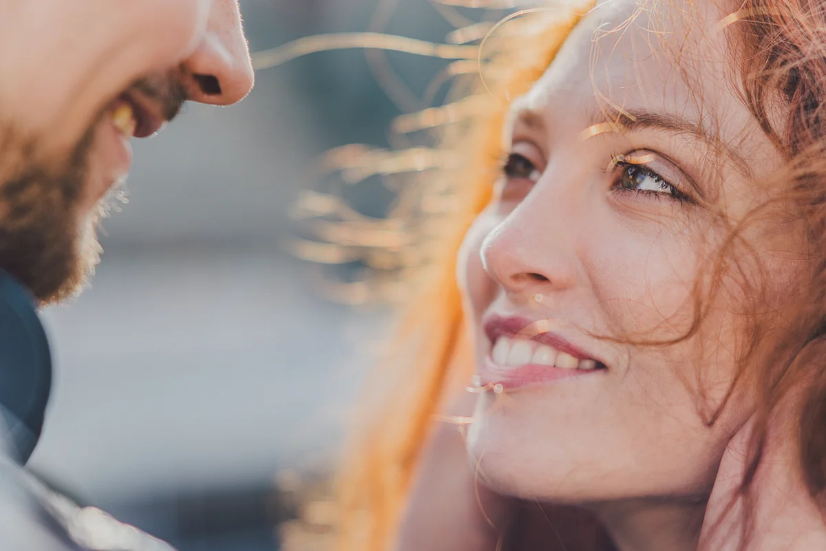 Woman with loving look at man