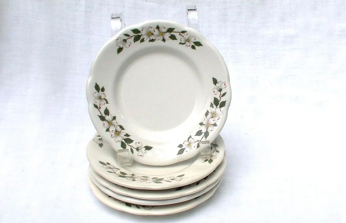 FIVE Buffalo China Dogwood Apple Blossom 6 3/8" Bread Plates Restaurant