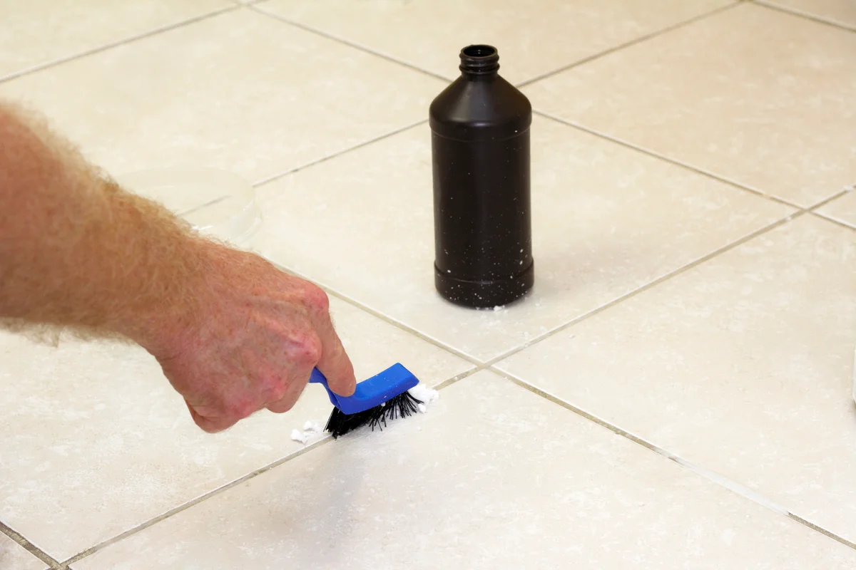 Grout cleaning using peroxide