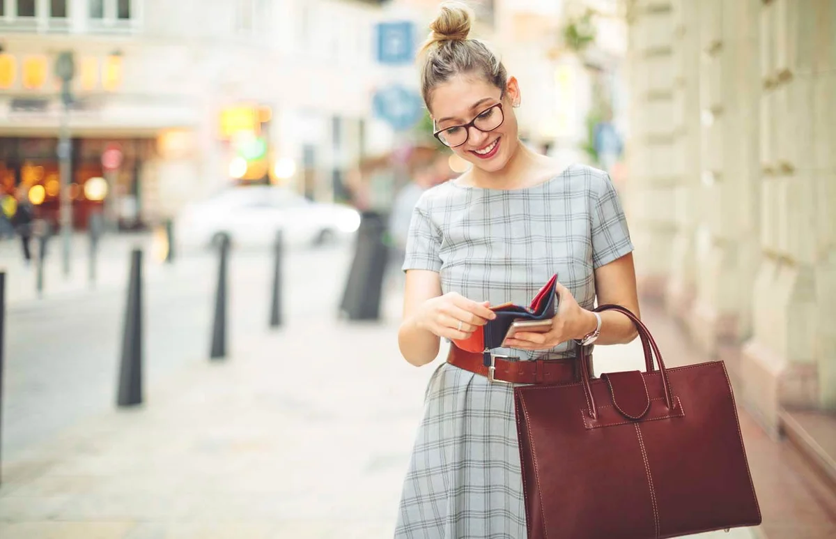 Woman walking on the city
