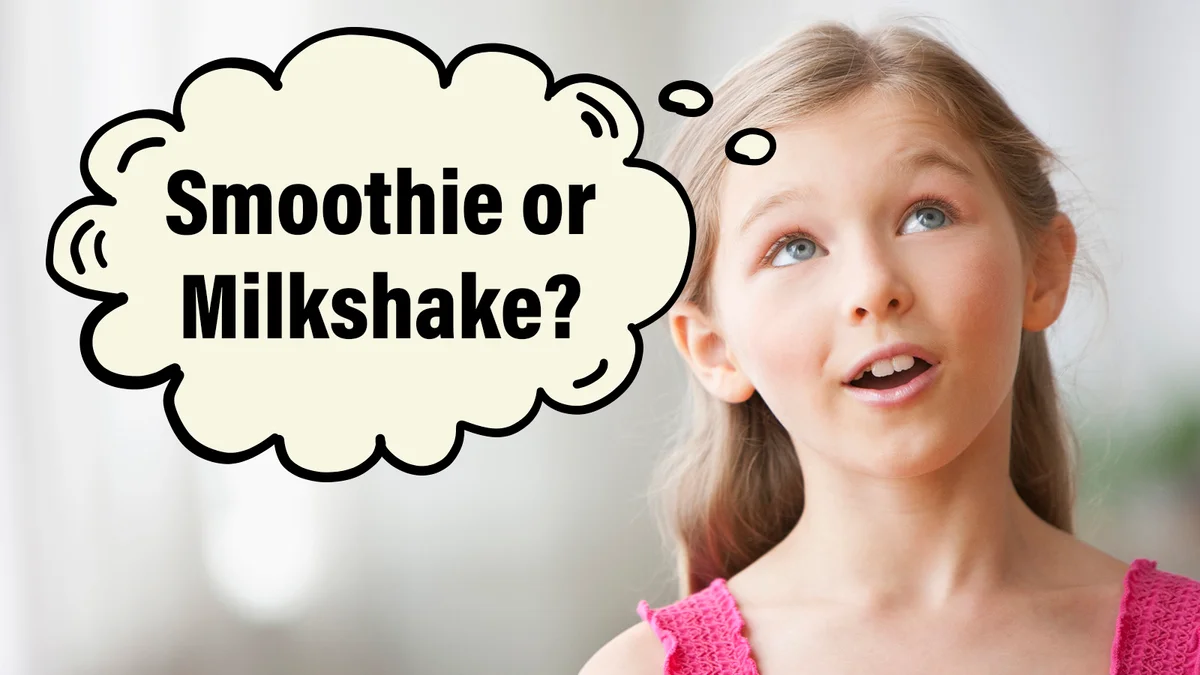Girl thinking about smoothie or milkshake