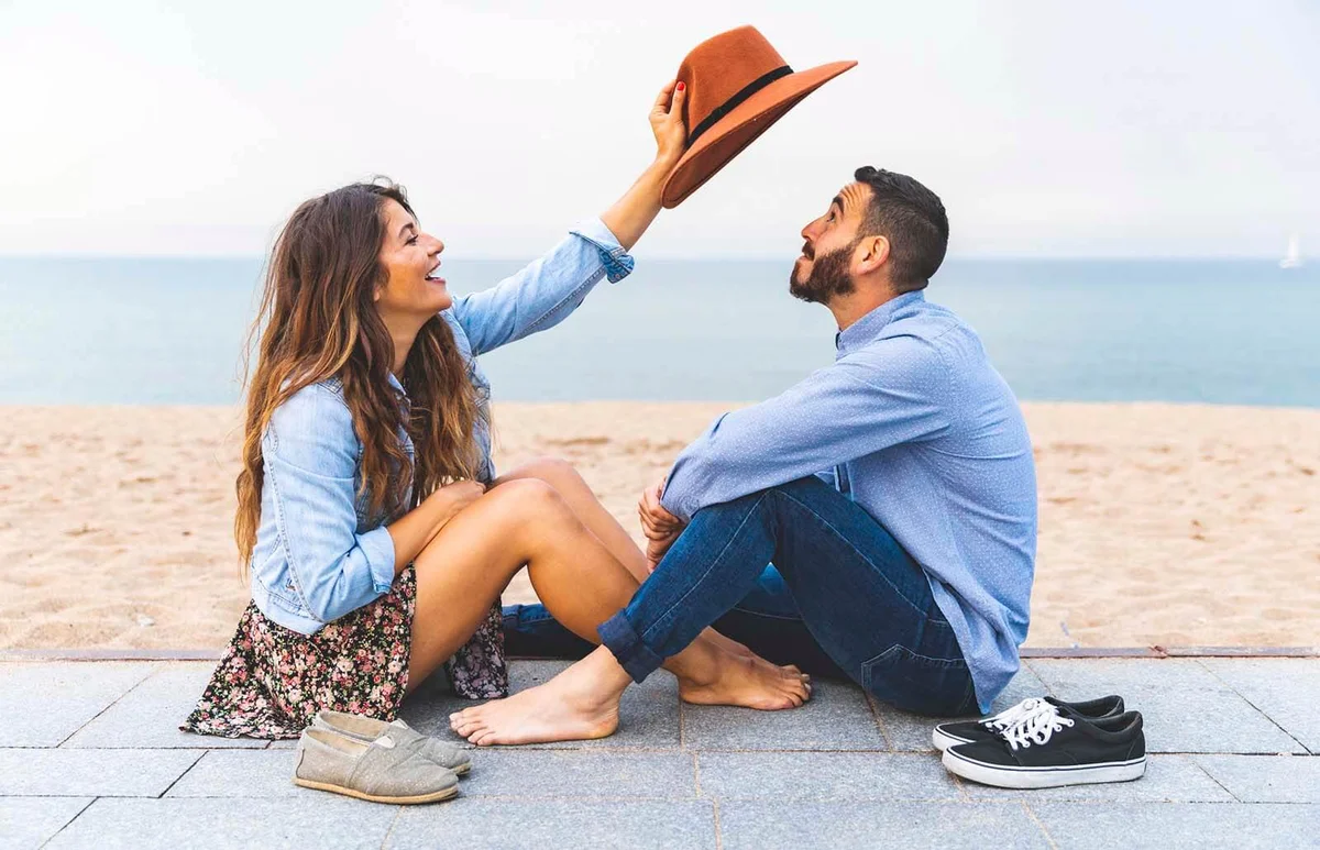 couple having fun together on the beach