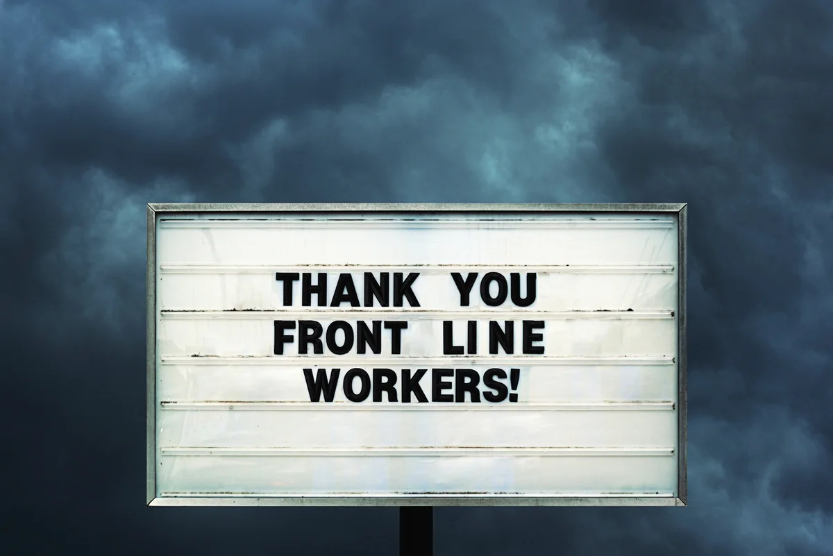 Roadside sign sends thanks to front line workers in the Coronavirus pandemic