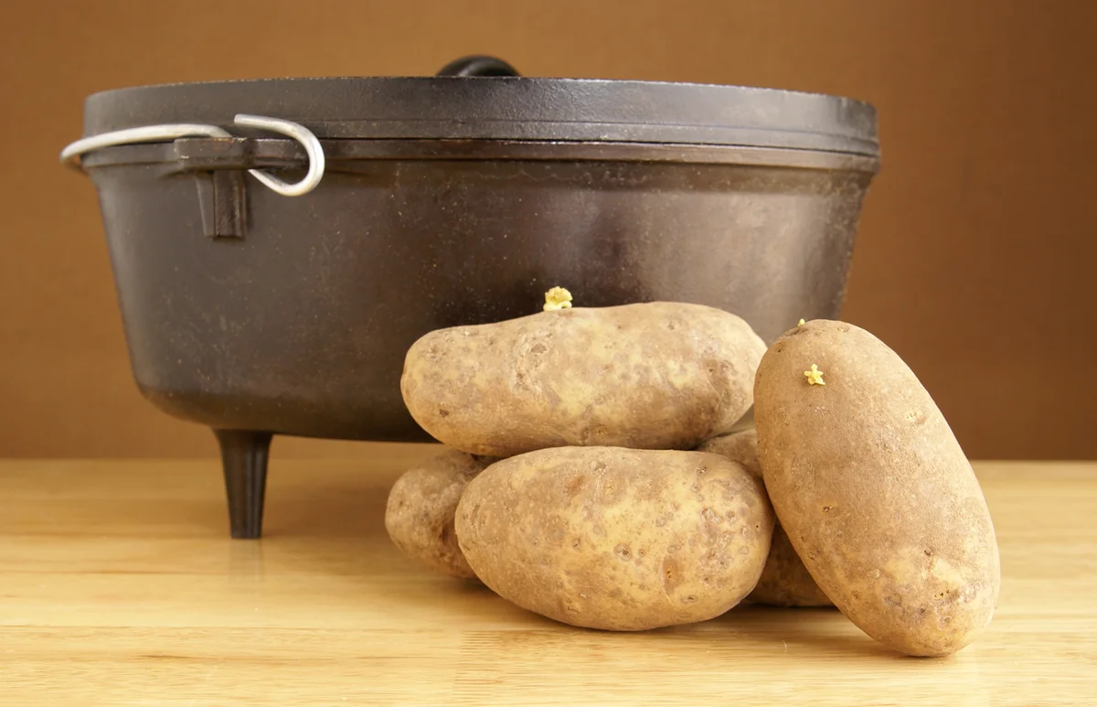 Rustic cooking concept with cast iron pan