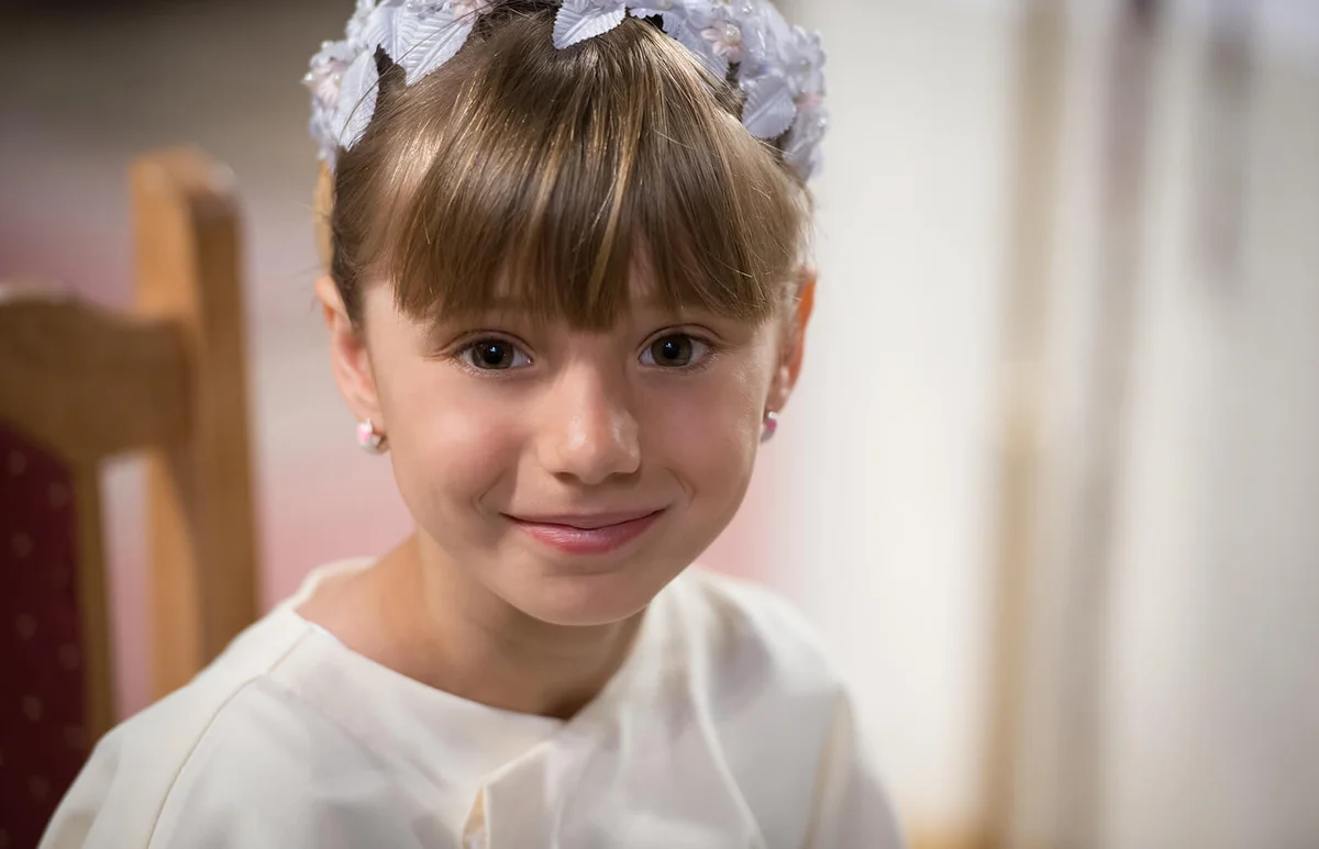 First Communion portrait beautiful girl