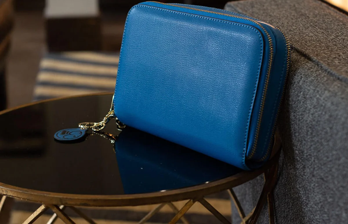 Cool Blue Leather Compact Carrie