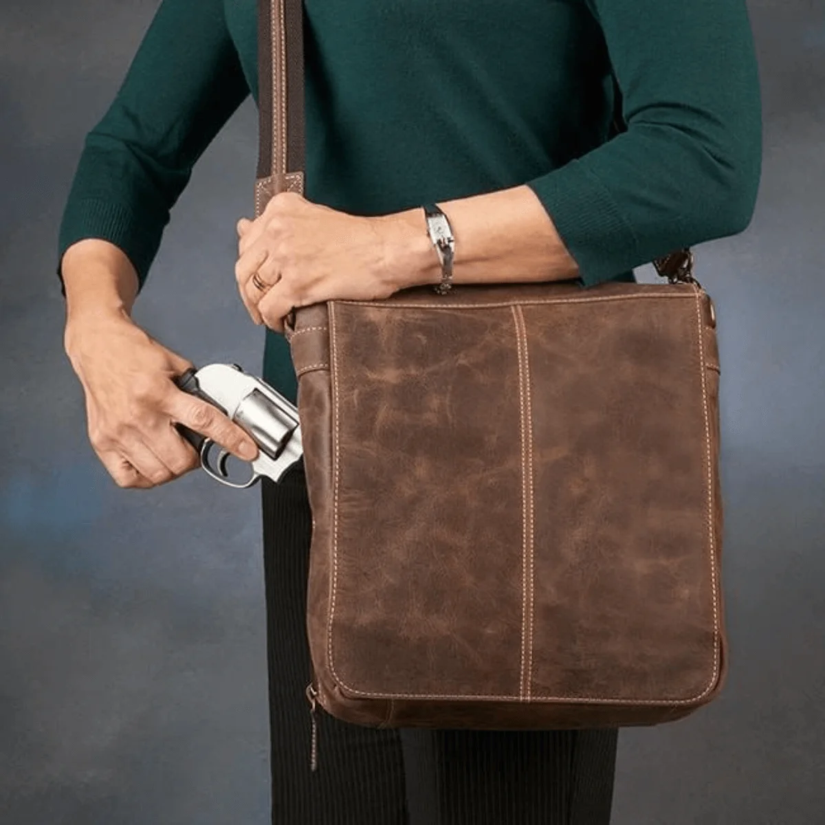Vintage Concealed-Carry Messenger Bag