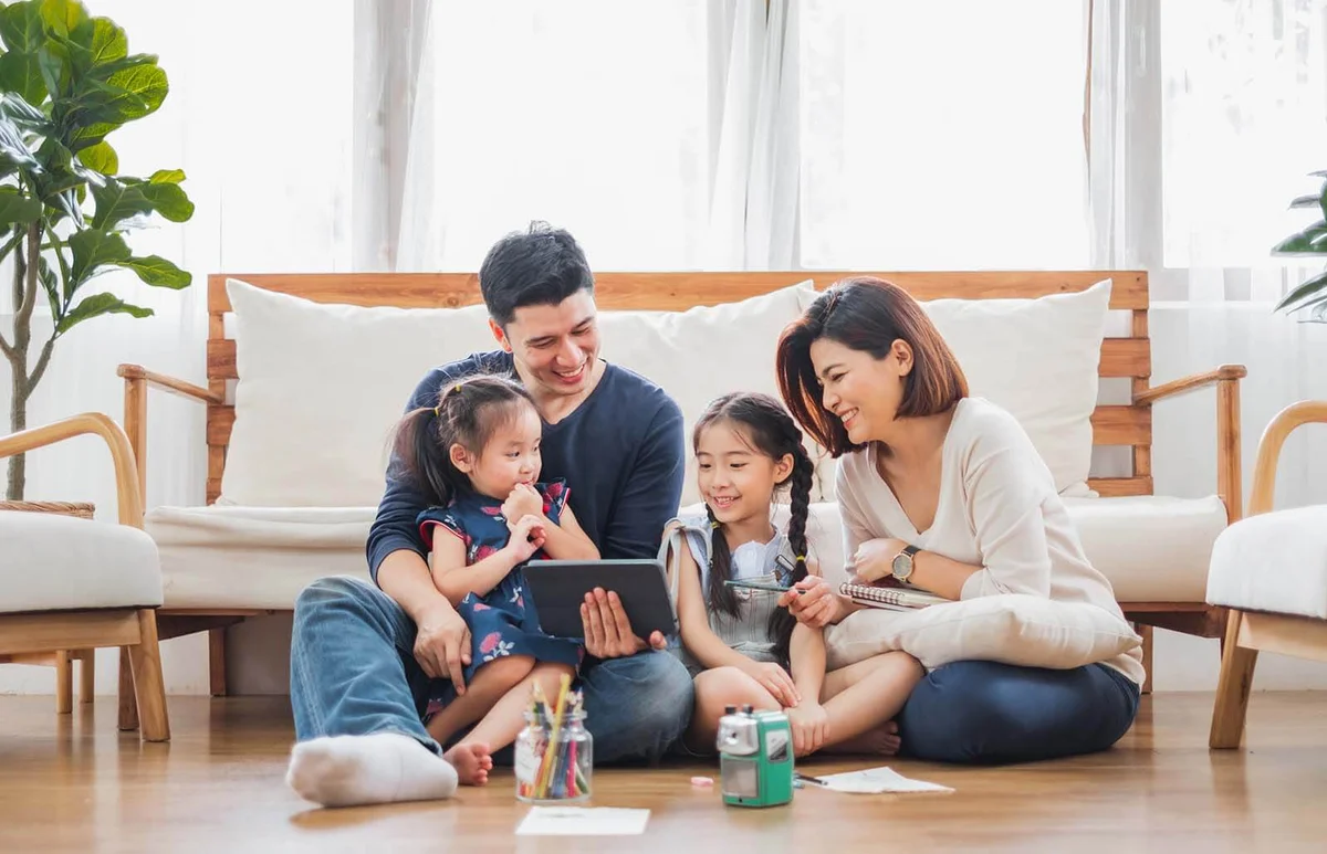 Happy family at home