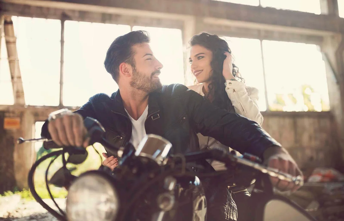 Young couple on a bike