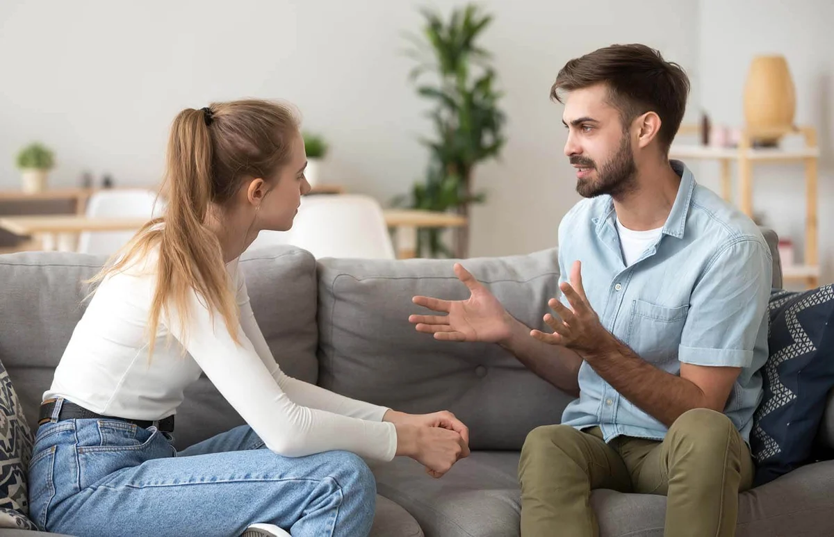 young couple having a serious discussion