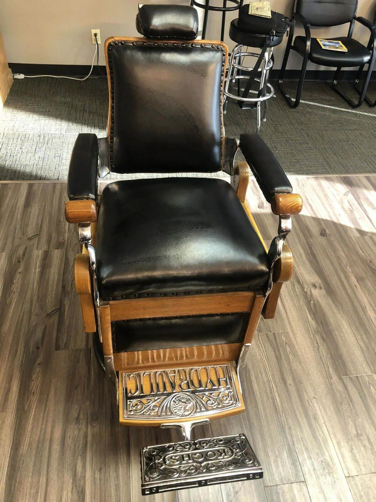 KOCH 1909 FULLY restored antique barber chair w/ original head rest