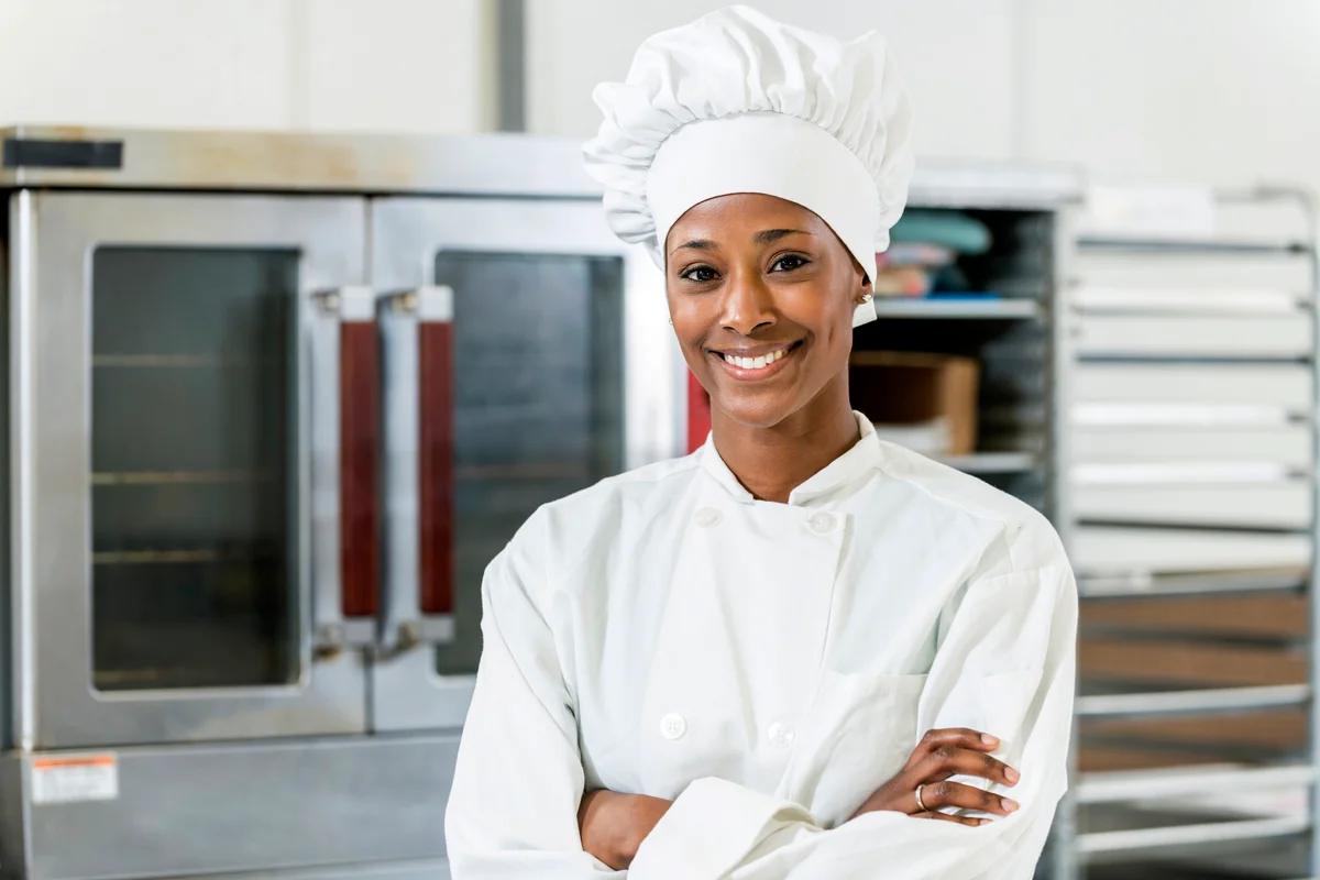 Female chef in commercial kitchen
