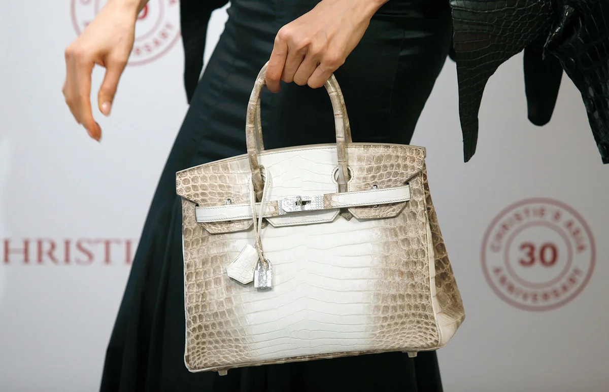 Matte White Himalaya Niloticus Crocodile Diamond Birkin with 18K gold and diamond hardware - Editorial Use