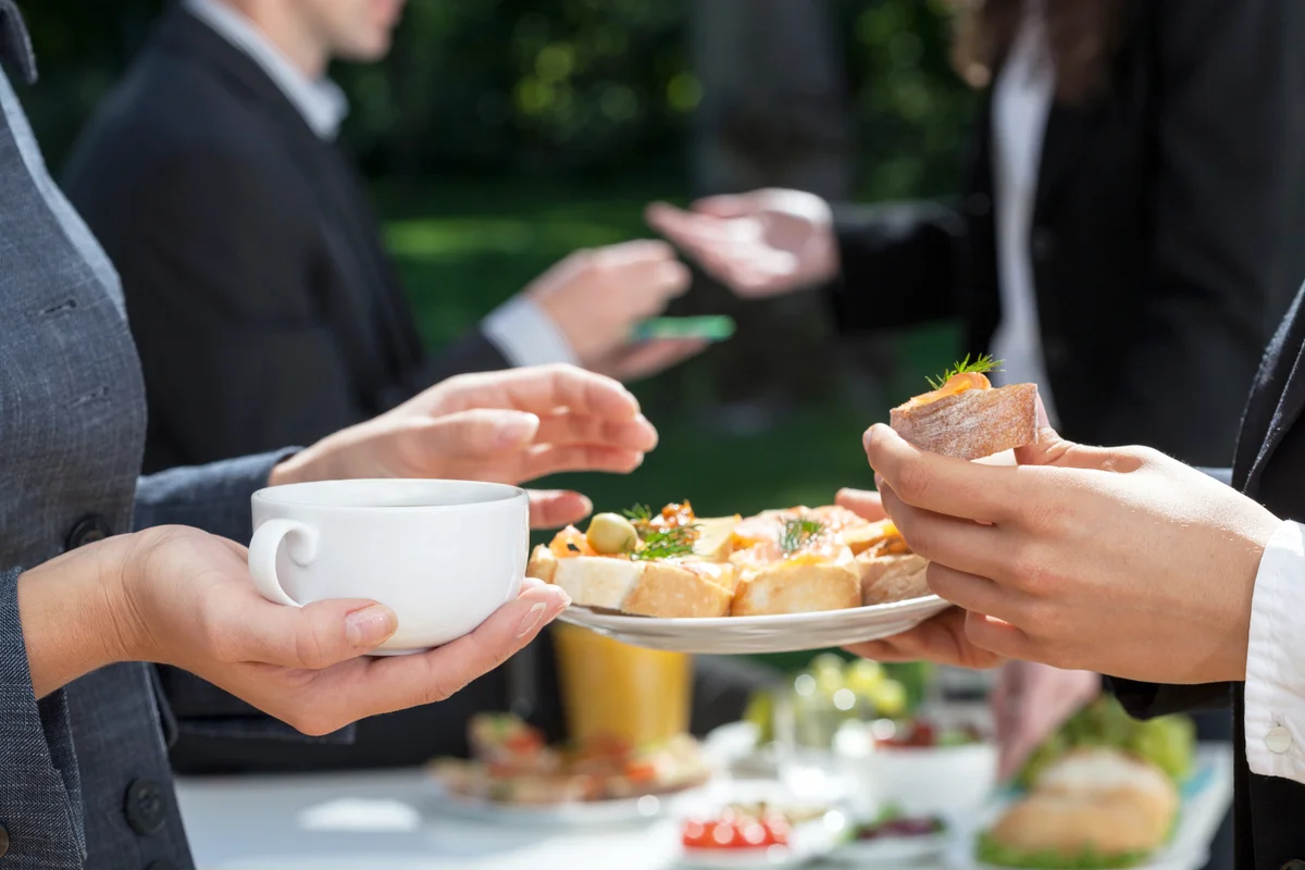 Coffee and fresh sandwiches at funeral reception