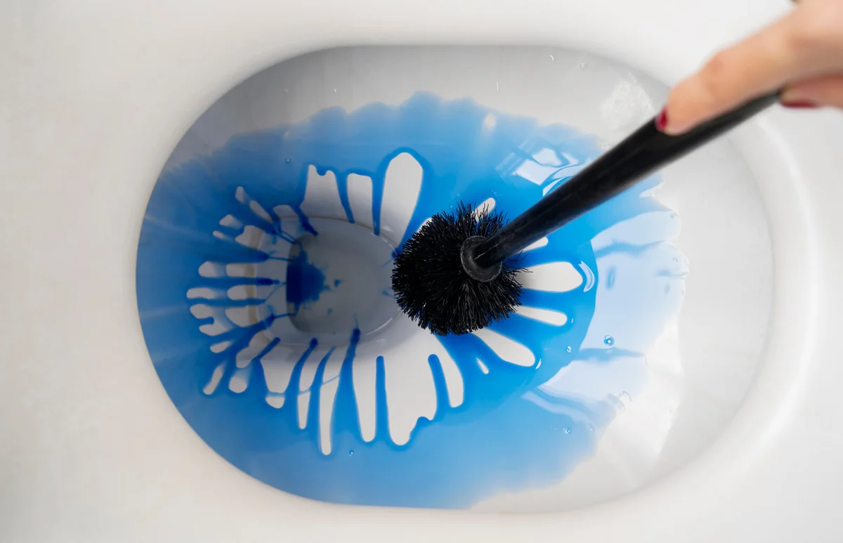Cropped Hand Cleaning Toilet