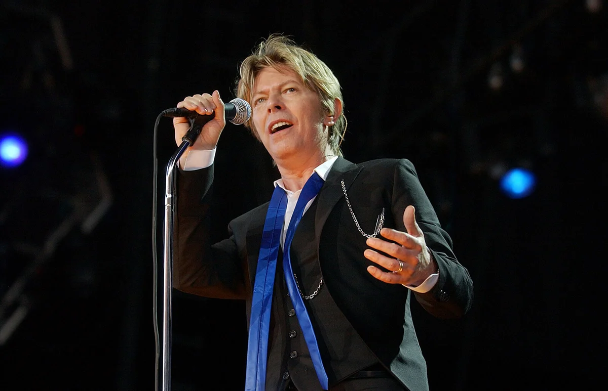 David Bowie performing on the first date of the Area 2 Tour at the Nissan Pavillion in Bristow, Virginia, July 28, 2002 | Getty Editorial Use