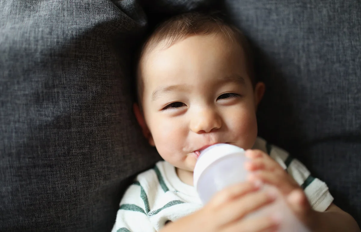 A 1 year old boy at home