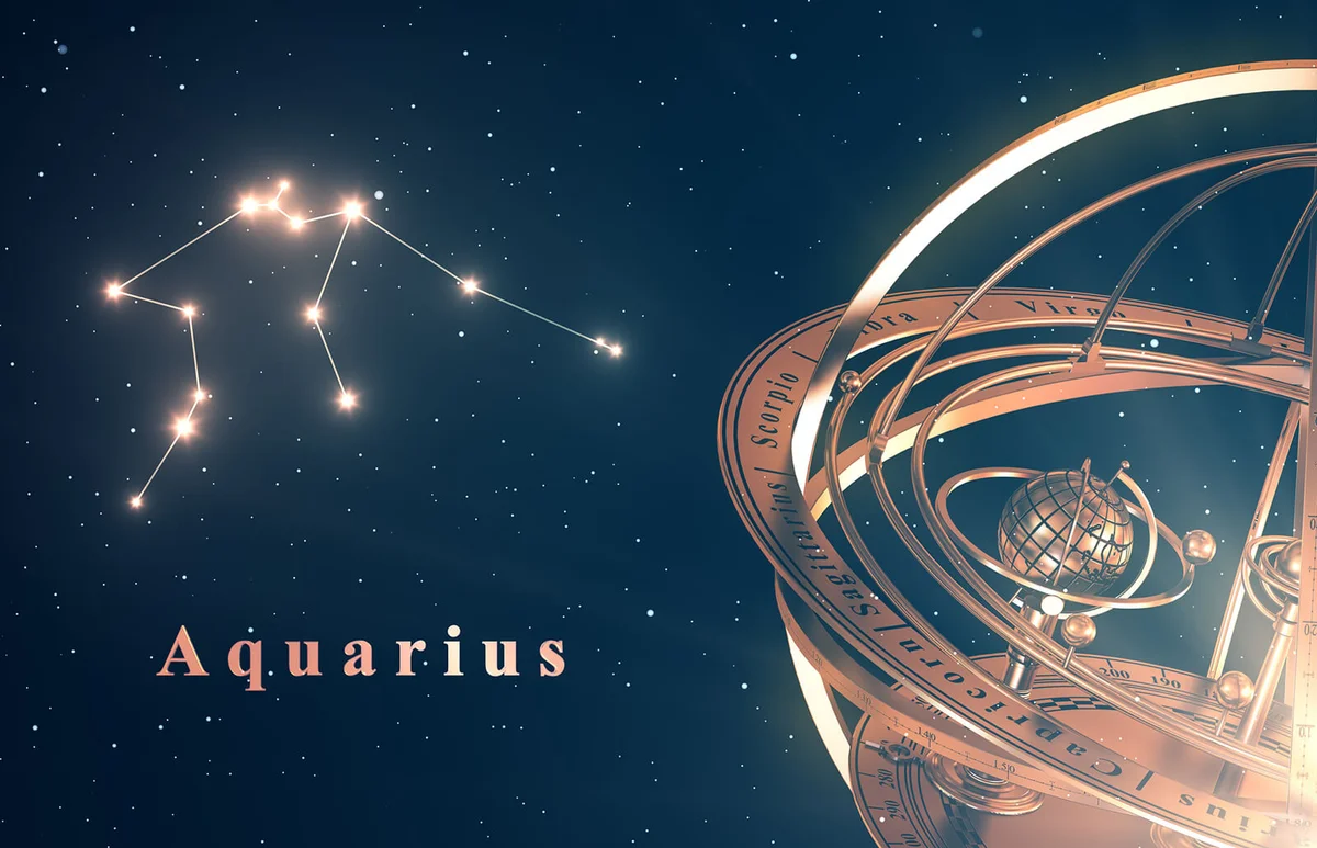 Zodiac Constellation Aquarius And Armillary Sphere