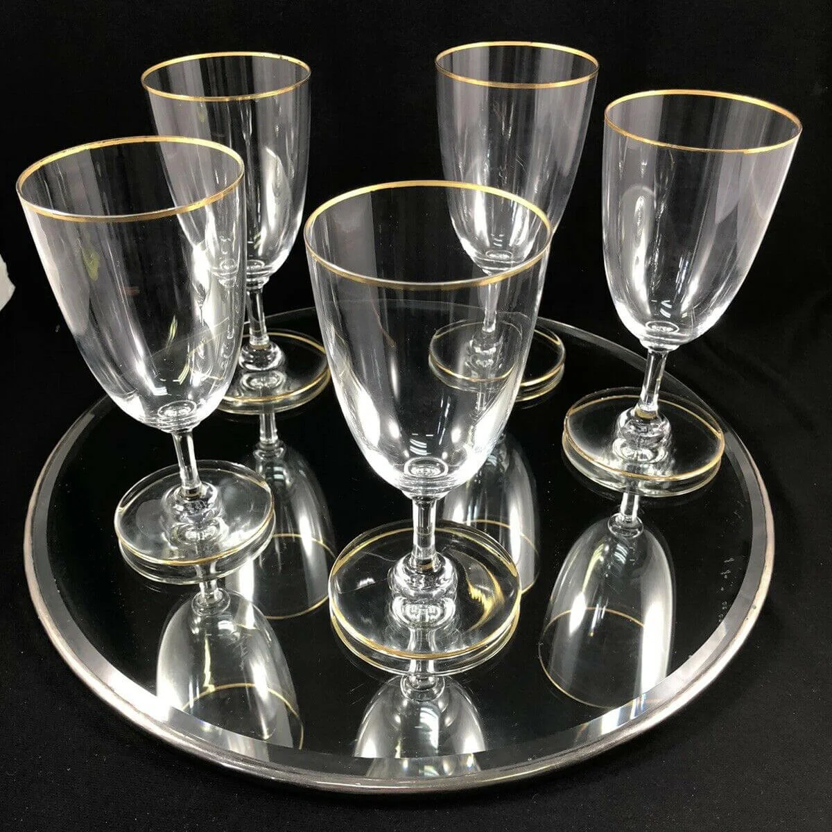 BACCARAT CRYSTAL Gold Trim “REGENCE” FRANCE STEMWARE WINE GLASSES - LOT OF 5