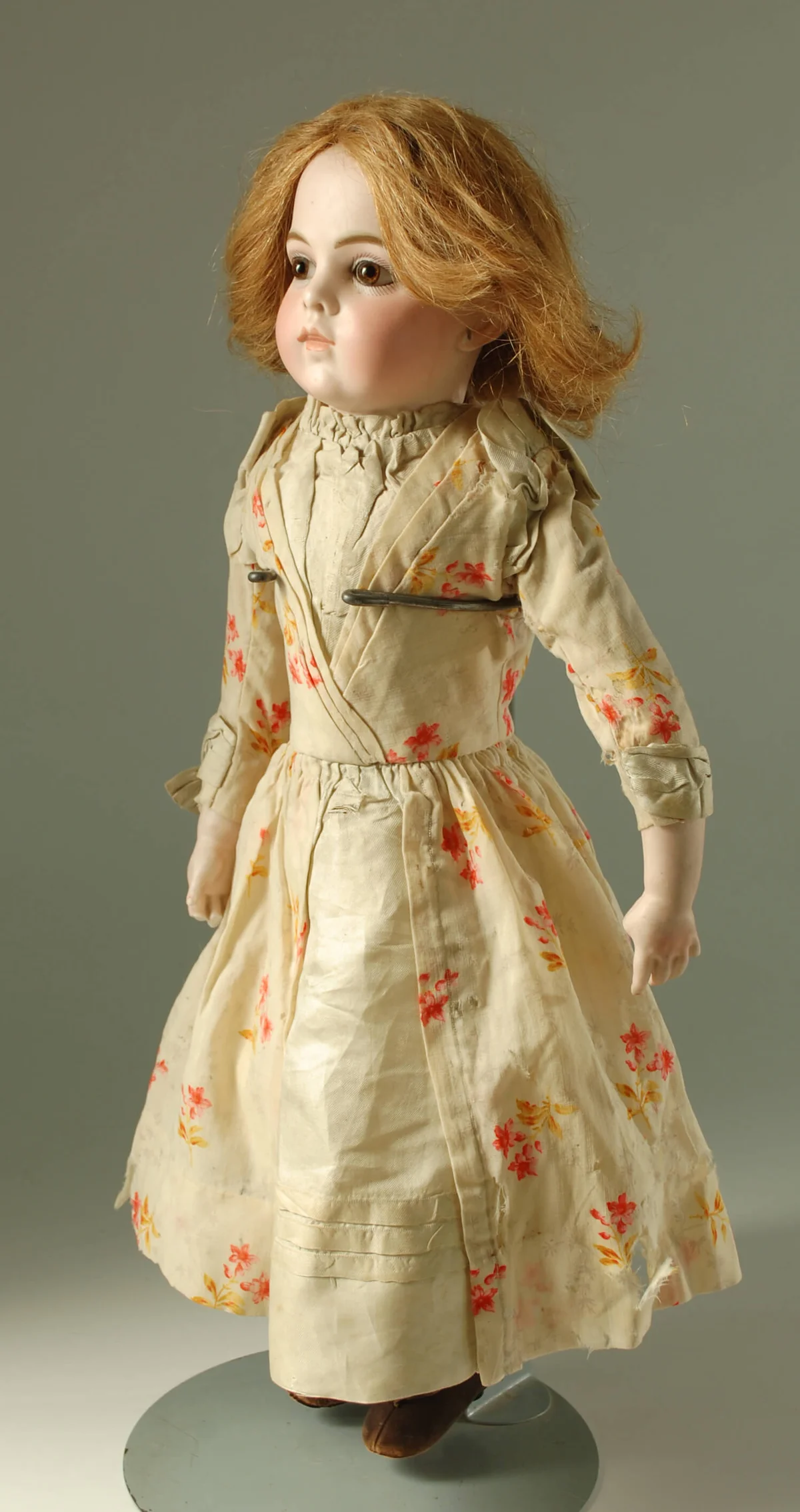 1880's French doll with red hair, full length portrait