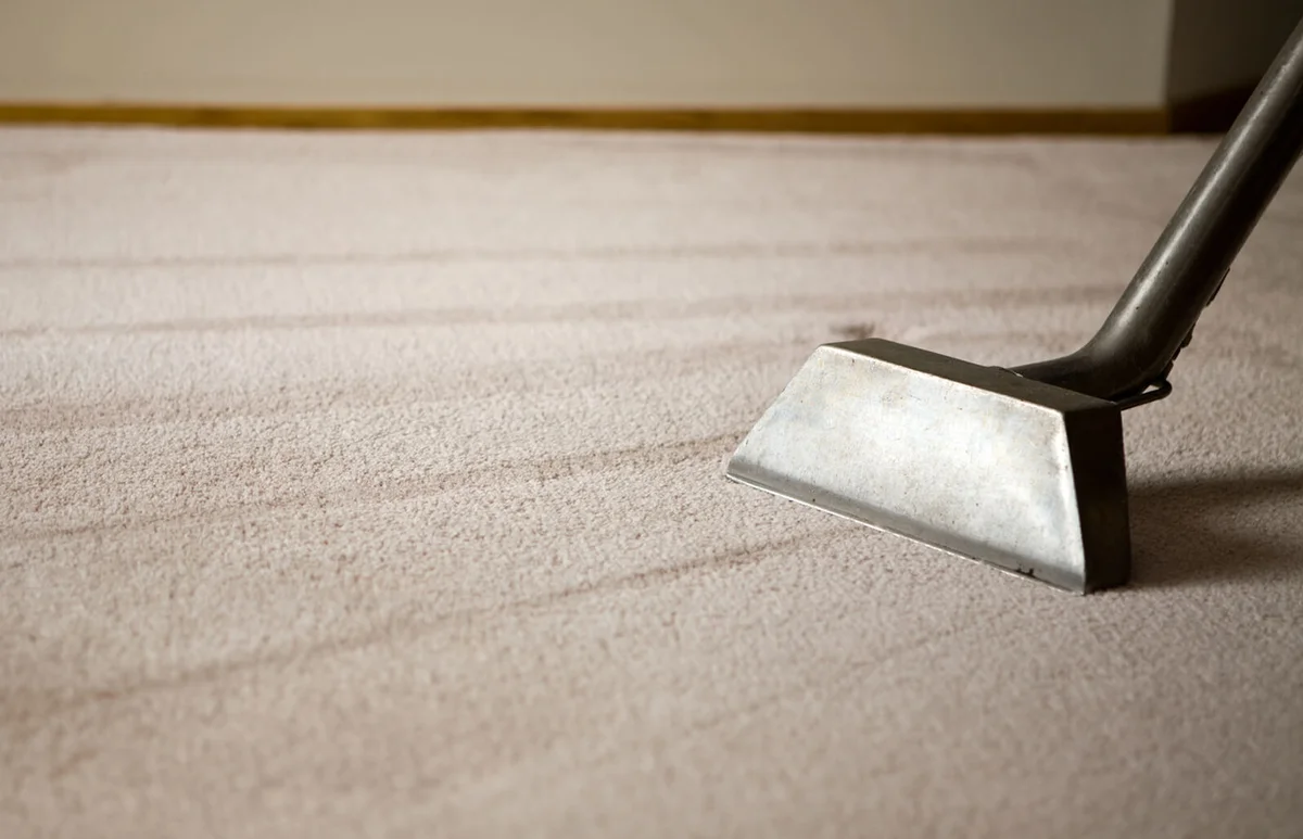 Shag Rug with Carpet Cleaning Equipment