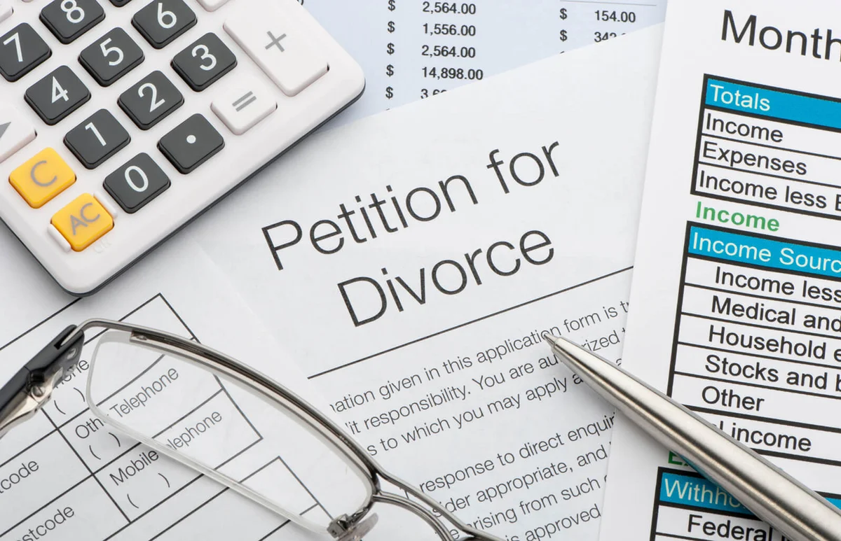Close up of a petition for divorce