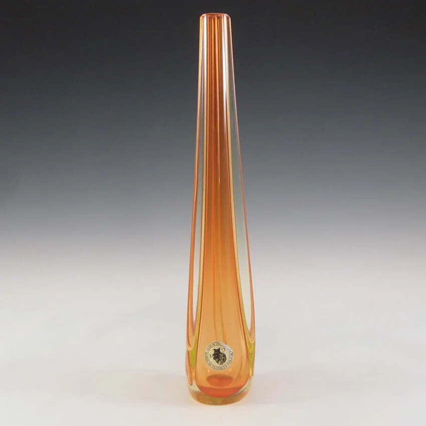 Galliano Ferro Murano Orange & Uranium Sommerso Glass Vase