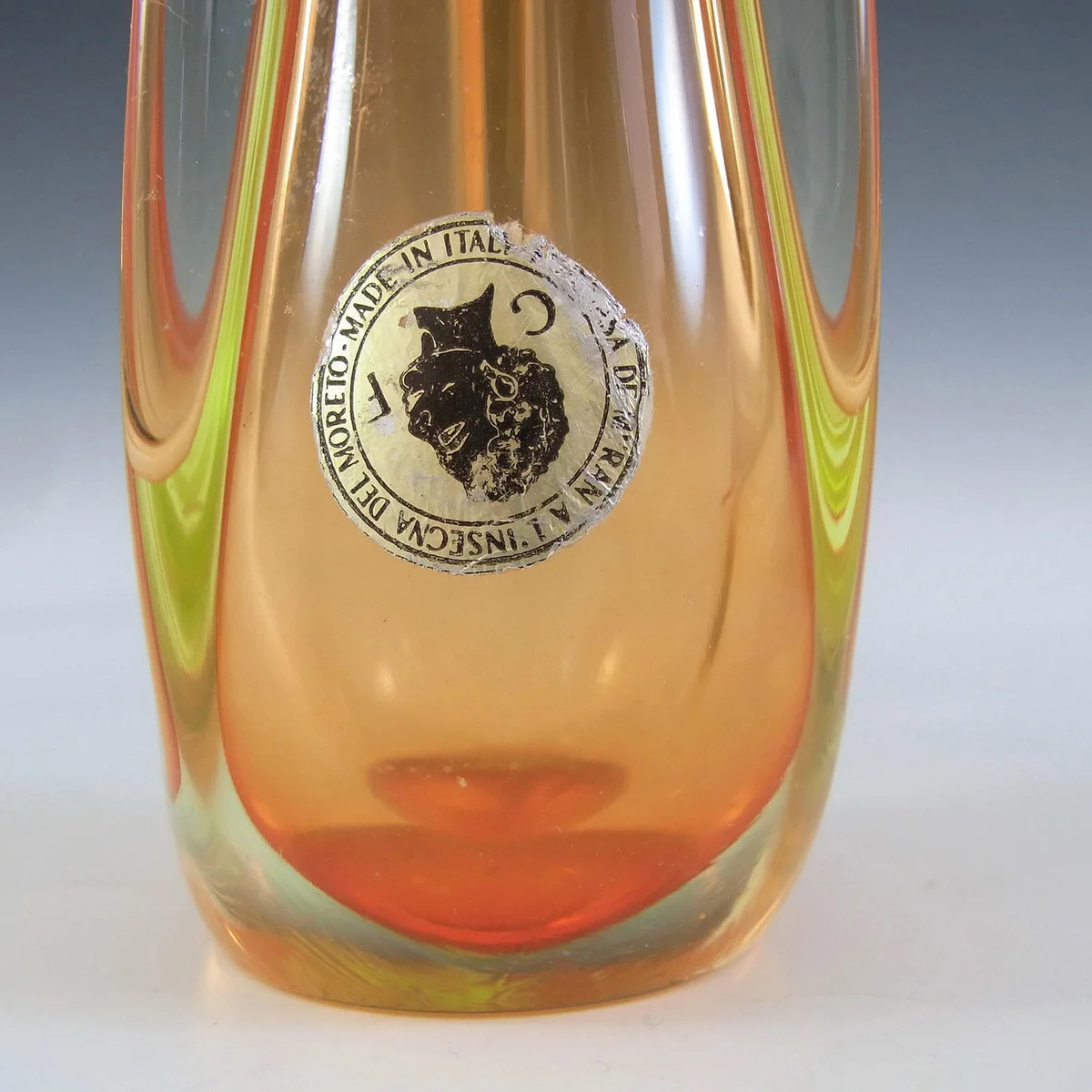 Galliano Ferro Murano Orange & Uranium Sommerso Glass Vase