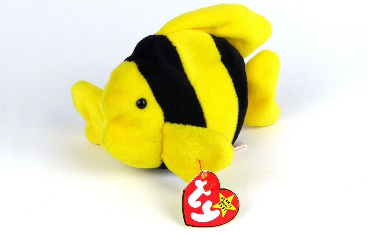 Bubbles The Fish TY Beanie Baby 1995 PVC 4078 Retired Errors 4th/3rd Tush Gen