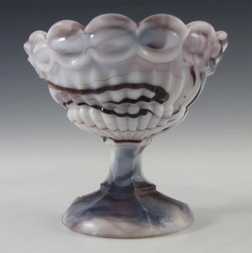 Victorian Purple Malachite/Slag Glass Footed Bowl/Dish