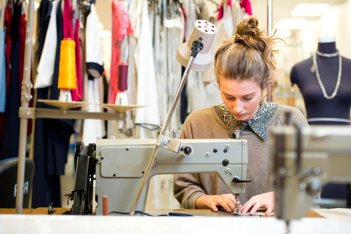 Working with a sewing machine