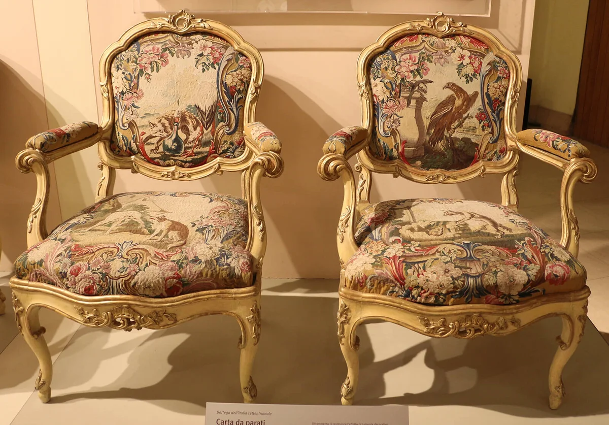 Lombard workshop, armchairs, 1750 approx., palace ballroom sormani