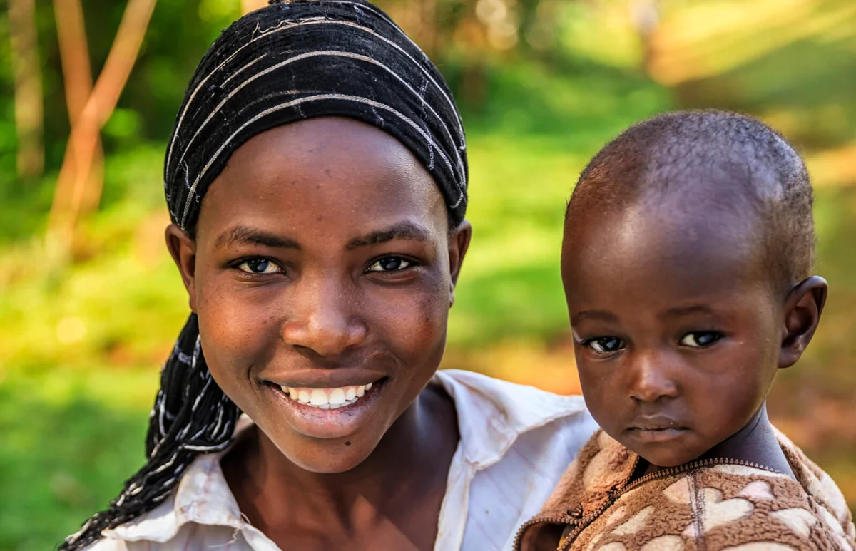 woman holding her baby