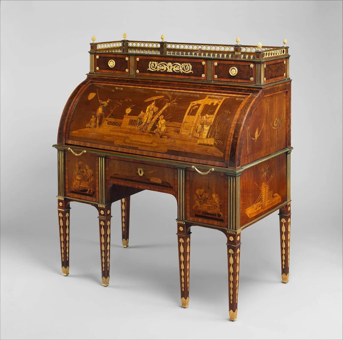 German, Neuwied am Rhein; Cylinder desk; Woodwork-Furniture